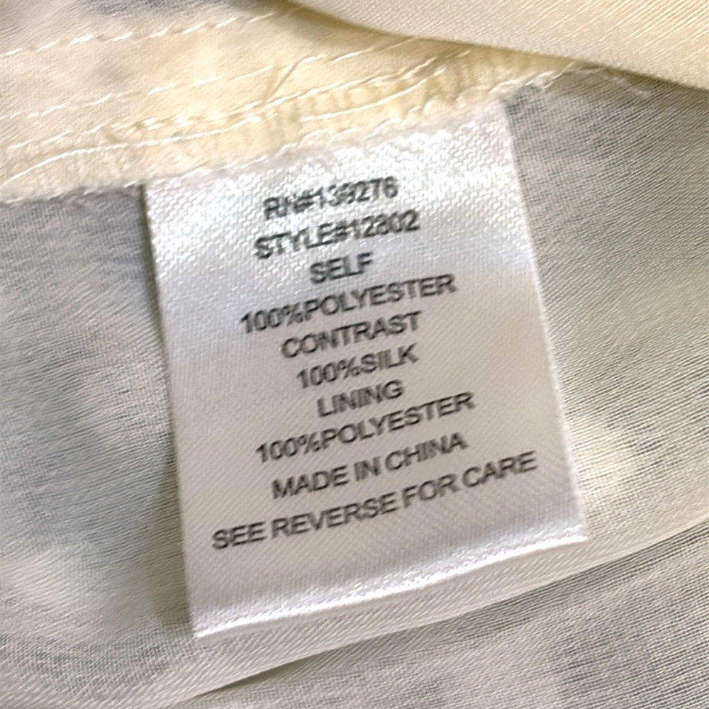 Daniel Rainn Silk Lined Peplum Blouse, Medium, NWOT, Cream Ecru Sheer Elegant - Picture 11 of 14